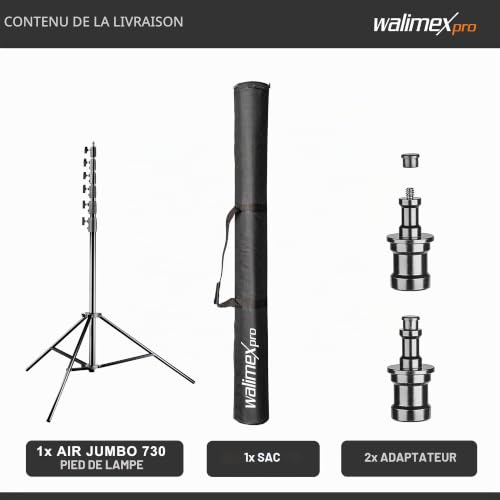 Walimex Pro Air Jumbo Trépied Photo 730 Cm Aluminium Amorti Par Air Charge 22 5 Kg Support Éclairage Studio Vidéo T - vue 8