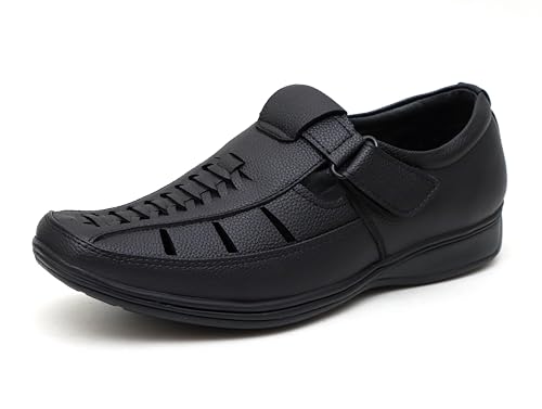 Image of Faux Leather Sandals for Men | Closed Fisherman Sandal