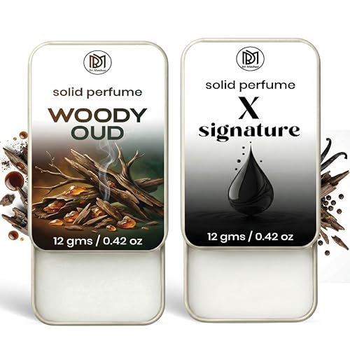 Image of Dr.Mashur Solid Perfume |x signature&Woody oud Alcohol Free Wax Perfume Balm, Long Lasting | Pocket Tin 12g, Pack Of 2| Non Greasy Smooth Glide, Travel Friendly Unisex Gifts He Or Her