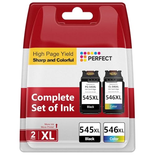 545 546 XL Reemplazo para Cartuchos Canon 545 546, Tinta Impresora PG-545XL CL-546XL Printer Ink Compatibles con Canon Pixma TS3350 TS3450 TS3150 TS205 MG2450 MG2950 TS3355 TR4650 TR4550 (Black+Color)
