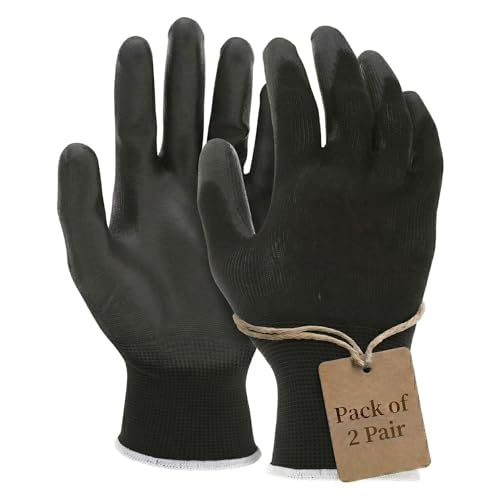 Image of AxisGrip Multipurpose Nylon Anti Cut PU Nitrile Coating Work Safety Gloves Black Pair 2
