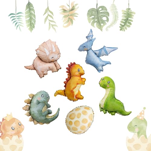 Folienballons 6 Stück Luftballons Geburtstag Deko Folienballons für Junge Mädchen Geburtstagsparty Dschungel Geburtstag Dekoration (Mittelgroßes Tier) (Der Mini-Dinosaurier)