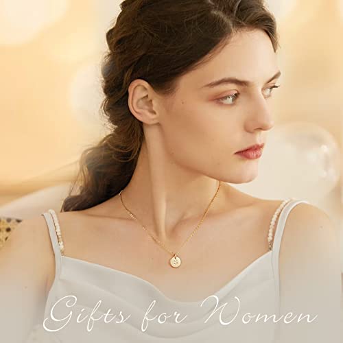 Initial Necklaces For Girls Gifts, 14K Gold Filled Personalized Pendant A Letter Necklace Girls Jewelry Tiny Double Side Engraved Disc Initial Necklace Romantic Birthday Gifts For Girls Women Teens #TOP3