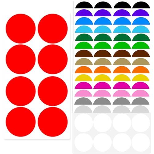 128 Stück 50MM Runde Punktaufkleber Farbkodierung Etiketten Markierungspunkte,Selbstklebende Farbige Punkten,Klebepunkte Bunt,für Klassenzimmer Büro Heim Klassifikation Kunst DIY(16 Farben)