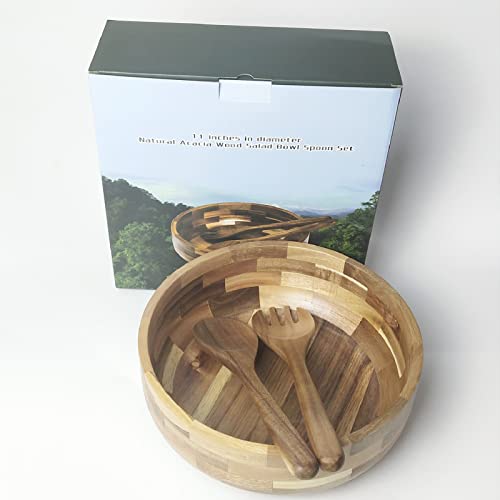 Muxihhkit Acacia Wood Large Salad Bowl, Salad Serving Set, Wooden Salad Bowl, With Salad Serving Spoons,Large Salad Bowl, Salad Bowl For Party,Salad Blender Holiday Gift. #TOP5