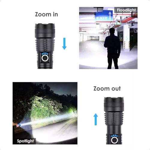 Super Lanterna Tática T9 Militar: LED de Alta Intensidade, Zoom Ajustável, USB Recarregável para Caç
