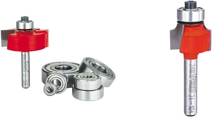 Freud 32-504: Flush, 1/8",1/4",5/16",3/8",7/16",1/2" Depth Rabbeting Bit with Bearings & 34-104: 1/8" Radius Rounding Over Bit, EA, Multi