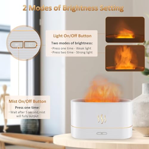 Image of Flame Air Diffuser Humidifier,Upgraded Scent Diffuser for Essential Oils,Ultrasonic Aromatherapy,Fire Mist Humidi with 2 Brightness,Auto-Off Function for Room Home Office (Multicolor)