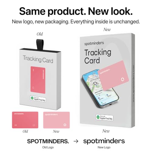 Image of SPOTMINDERS Apple MFi Certified Wallet Tracker Card for Travel Gifts for Women - Works with Apple Find My Rechargeable Tracking Card for Wallet Luggage Passport Purse Slim 0.07in IP68 Pink Item Finder