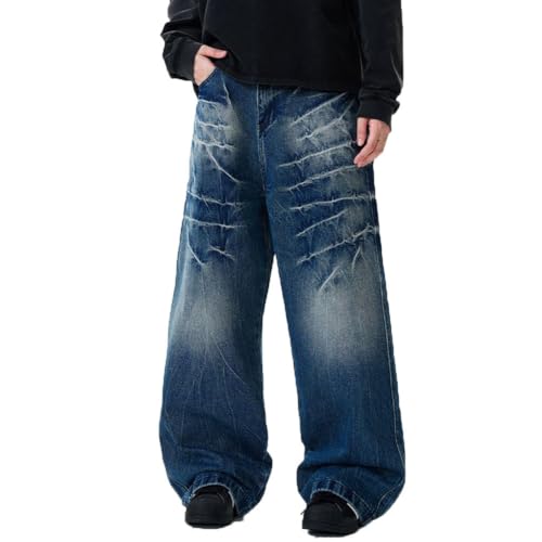 Mens Jeans Wide Leg Loose Fit Fashion Y2K Grunge Going Out Denim Pants3