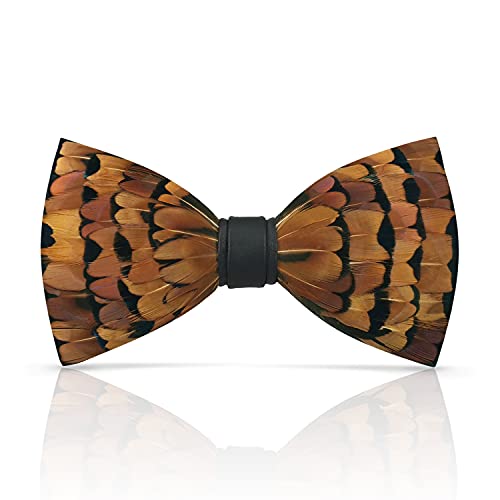 Image of Feather Bow Ties for Men Original Luxury Elegant Wedding Bow Tie Pre-Tied Handmade Mens Bowties for Tuxedo