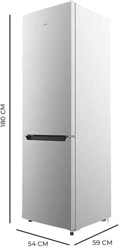 Cecotec Réfrigérateur Combi 2 Portes Bolero CoolMarket Combi 250 Inox E. 250 L, Hauteur 180 cm et 55 cm de Largeur, Basse Consommation, Système Multi Air Flow, Total No Frost et 2 Tiroirs - 2