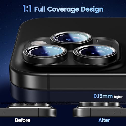 Image of CACOE Camera Protective Case for iPhone 17 Pro Max /17 Pro /16 Pro Max /16 Pro /15 Pro Max /15 Pro /14 Pro Max /14 Pro, [Scratch-Resistant] [Drop-Proof] [Strong Adhesive] (Black)