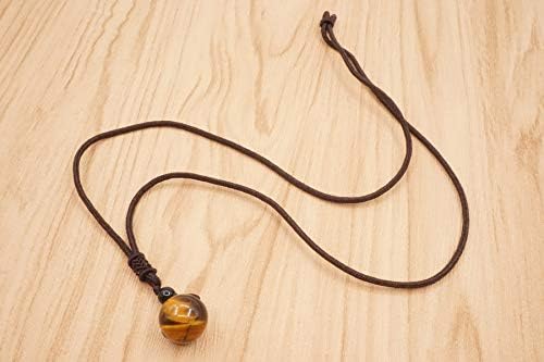Mayting Tiger Eye Pendant Necklace Round Healing Gemstone Pendant Gift for Men and Women Necklace