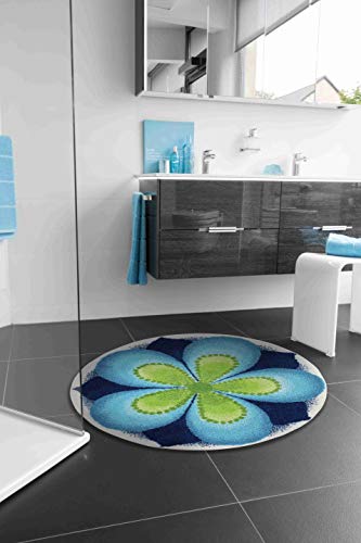 Grund Bath Mat, Ultra Soft and Absorbent, Anti Slip, 5 Years Warranty, FULFILMENT, Mandala 60 cm Round, Blue