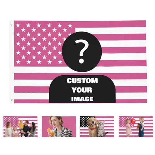 Custom Pink American Flag 3x5 Ft Outdoor Personalize Print Your Own Text/Photo/Logo Customized Flags for Outside Design Your Image for Funny Tapestry Poster Banners