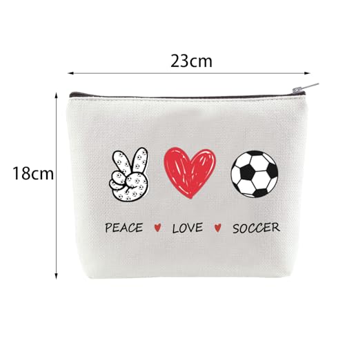 Peace Love Soccer Makeup Bag - Coach & Team Gifts for Women & Girls Soccer Fans