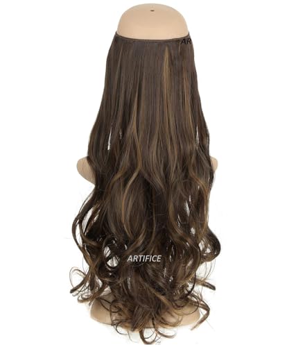 Image of Artifice 5 clip 32 INCH Super Long Wavy Curly Hair Extension for Women Natural Soft Clip on Extensions Synthetic Thick Hairs for Any Event for Girls Hair Extension Brown Mix Blonde