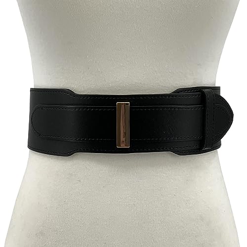 Women Wide Elastic Leather Dress Vintage Full Grain Leather Belt Waistband for Tunics2