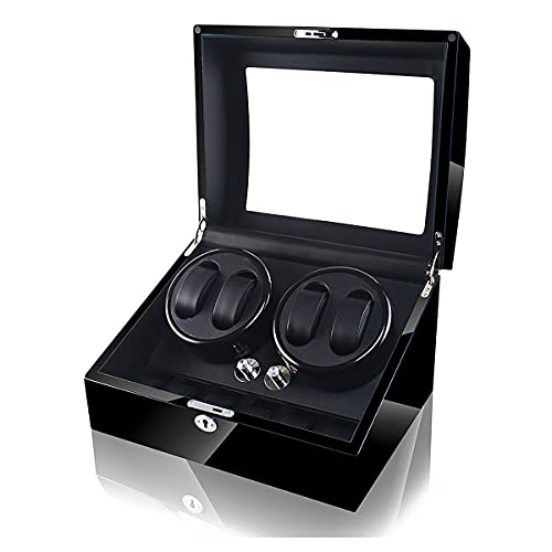 Estuche para 4 relojes automáticos con rotor de piel para su vestidor