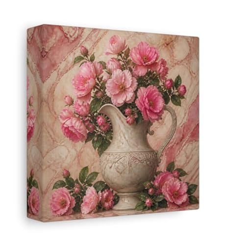 Toile fleurs roses vintage au-dessus du canapé pour déco salon