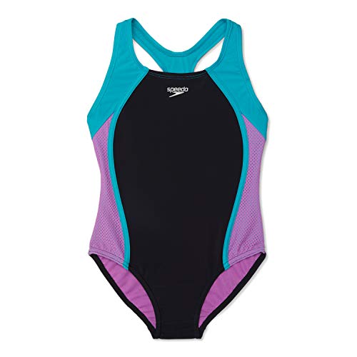 Image of Speedo Girl's Swimsuit One Piece Mesh Splice Thick Strap
