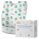 KIIS Disposable Baby Bibs for Travel - Waterproof Baby Smock Bibs for Eating, Toddlers & Kids - Travel & Daycare Essentials for Mess-Free Meals, 20 Count, Green Baby Cow