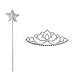 Baoblaze Baguette Magique Collection Tiara Princesse Couronne Cadeau pour Filles Sceptre Tiara Magique Cristal De Mariée Strass Étoile Sequin