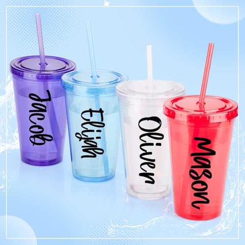 Image of Humyoun 6 Sheets UV DTF Cup Wrap Name Stickers for Water Bottles Waterproof Custom Vinyl Decals Personalized Lettering Gift Stickers for 14-40oz Tumbler Cups Mugs DIY Craft (Black)