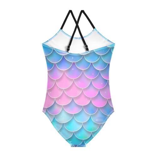Colorful Stars Pattern Girls Swimsuits Quick Dry Crossback One Piece Beach Swimwear Bathing Suit2