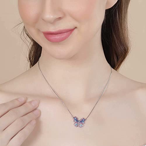 Image of Miss Highness 925 Sterling Pure Silver Pendants Necklace for Women & Girls, Butterfly Pendants, Minimal Jewellery with Authenticity Certificate, Birthday, Anniversary, Gift for Wife and Girlfriend