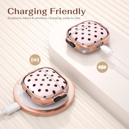 Image of for AirPods 4 Case with Safety Lock, Magsafe Compatible, Pink Polka Dots