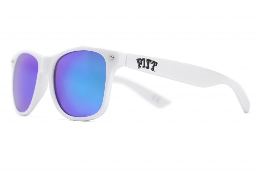 Society43 Pitt Panthers Sunglasses- White Frame, Blue Lenses