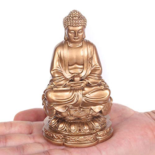 Figurine FENGJIAREN Statuette, statuette, statuette, sculpture, belle bouddha doré, statue de Shakyamuni en résine, sculpture artistique moderne, décoration de bureau Cover