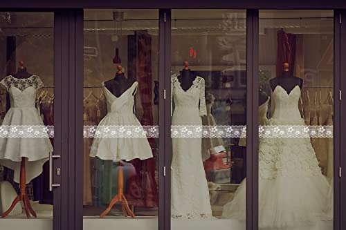 Yifu Life F004 Transparent Floral Lace Peel And Stick Wallpaper Border, White Removable Self Adhesive Decorative Molding Window Stickers For Mirror Glass Tile Wall 3.93''X32.Ft #TOP4