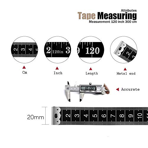 Tape Measure Body Measuring Tape, 120 Inch Soft Fabric Measuring Tape For Sewing Cloth Measurement, Double Scale Tailor Ruler For Weight Loss Medical Measurement Nursing Craft(White/Black) #TOP1