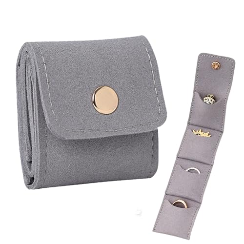 Mini Travel Jewelry Bag 2025 New Portable Foldable Faux Suede Jewelry Organizer And Storage with Buckle - Mini Travel Jewelry Roll Bag Jewelry Pouch for Earrings, Rings, Necklaces-1PCS