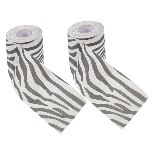 GOOHOCHY 2個触感プリントトイレットペーパー ゼブラ柄 動物柄リボン付き おしゃれバスルーム用 巻きやすく収納簡単 家用日常必需品