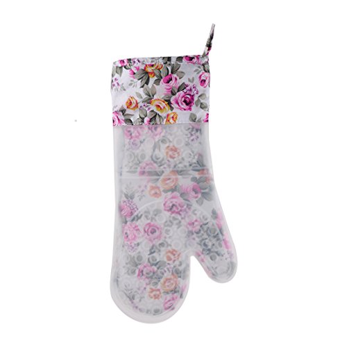 Ruilogod Hogar antideslizante patrón floral resistente al calor horno mitt guante solo