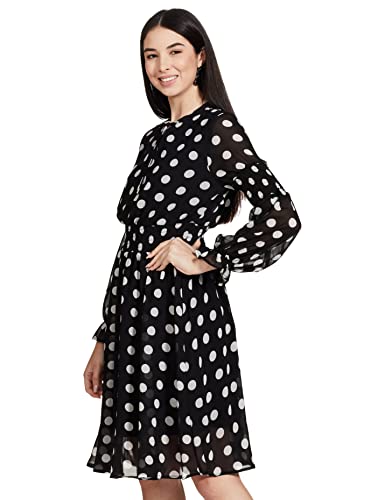Image of Max Women Polka Dot Print Top with Tie-Up Neck