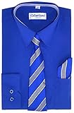 Boy's Dress Shirt, Necktie, and Hanky Set - Royal Blue, Size 14
