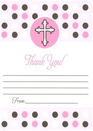 Girls Pink Faith Thank You, Fill-in Style, 8 Pack