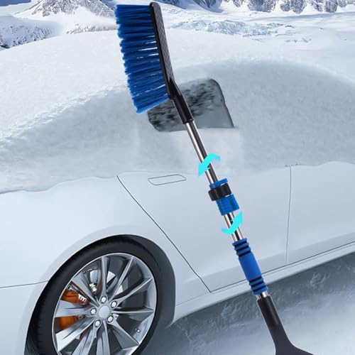 Car Ice Scraper – rozszerzalna do osłony przed wiatrem, 3,94 Heavy Duty Winter Snow Removal Brush, narzędzie do czyszczenia długich powierzchni, z wzmocnionym aluminiowym uchwytem, skrobaczka do