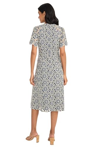 Maggy London Women's Blooming Trellis Lace High Low Midi Scalloped Short Sleeve a Line Wedding Guest Cocktail Dress3