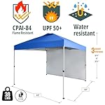 CROWN SHADES 10x10 Pop Up Canopy with 1 Side Wall - Beach Tent with One Push Setup - Outdoor Sun Shade for Events, Parties, Camping - Gazebo with STO-N-Go Cover Bag (Blue) - Image 5
