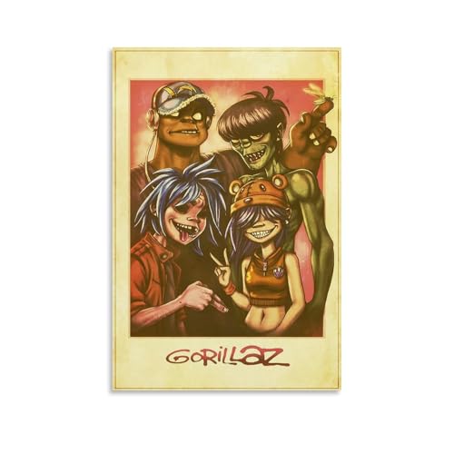 Vintage Gorillaz Poster Band Music Cover Pour Chambre, Toile Esthétique Murale, Décor de Chambre Poster 30 x 45 cm