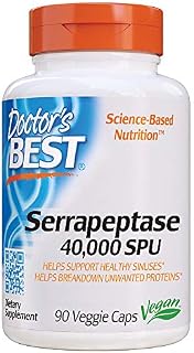 Doctor's Best Serrapeptase, Non-GMO, Vegan, Gluten Free, Supports Healthy Sinuses, 40,000 SPU, 90