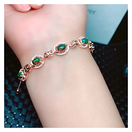 Bracelet opale naturelle noire et argent, accessoire bohème chic