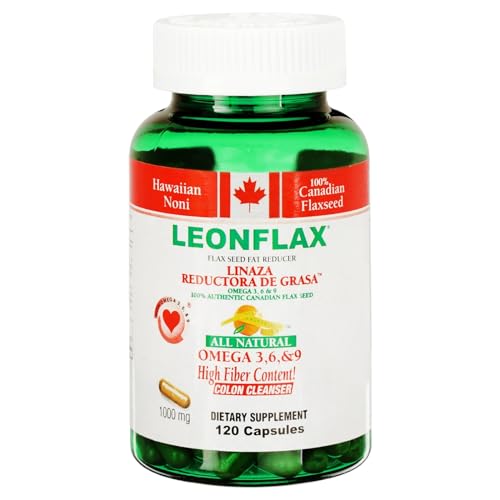 Leonflax 100% Authentic Canadian Flax Seed Improve your digestive health 120 Capsules Bottle