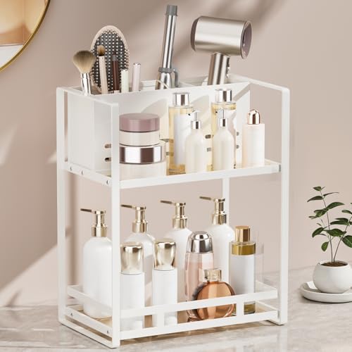 SanDream Hair Tool Organizer Bathroom Countertop, 2-Tier Metal Bathroom Organizer